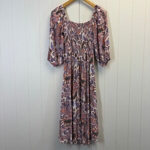 Cartel & Willow Milkmaid Smocked Dress Womens Size S Boho Cottage Romantic Chic